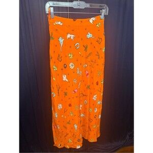 NWT STAUD Hash Skirt Size 2 Orange Novelty Print Y2K Maxi Skirt $245